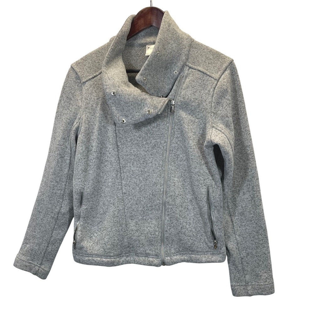 Old Navy Active Gray Fleece Moto Jacket Women's‎ Size M Asymmetrical Zip Collar